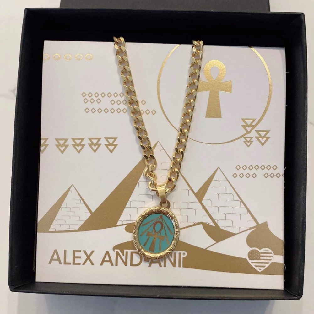NIB Alex & Ani Ankh gold over sterling necklace
